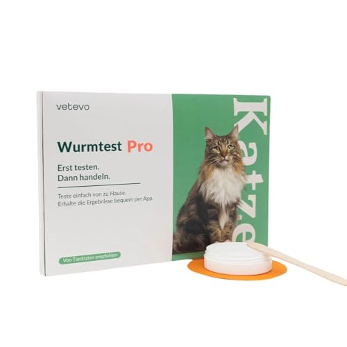 vetevo Wurmtest Katze Pro, Präziser Katzen Wurmtest auf Giardien, Spulwürmer, Hakenwürmer & Kokzidien, Ergebnis in 12h, Für alle Katzen