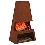 vidaXL Focolare Marrone 60 x 35 x 100 cm, Giardino e terrazza, Moderno braciere Rettangolare in Acciaio, Resistente alla ruggine, Finitura Opaca per Feste