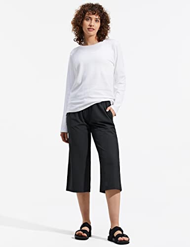 Zuty Capri Pants For Women Wide Leg Lightweight Quick Dry Comfy Loose Lounge Sweatpants Capris Crop Pants Pockets Black-1 2Xl #TOP2