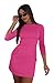 RUMIA Fall Bodycon Dresses for Women 2025 Spring 3/4 Sleeve Mini Dress Crew Neck Party Club Cute Short Dress Fuchsia 2XL