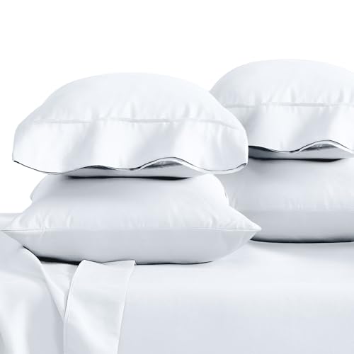 Image of Bare Home Microfiber Bulk Pillow Cases - King Set of 4 - Cooling Pillowcases - Double Brushed - White Pillowcases 4 Pack - Easy Care (King - 4 Pack, White)