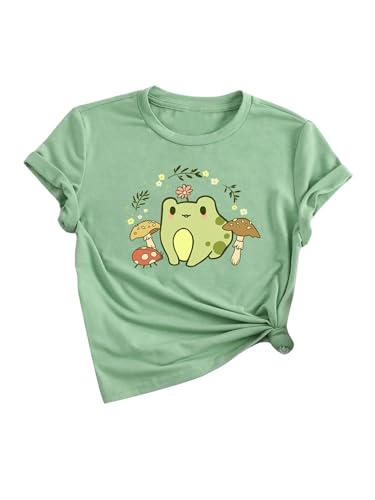 SweatyRocks Girl's T Shirts Cartoon Print Short Sleeve Crew Neck Cute Graphic Tees