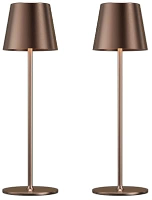 Cordless Table Lamp Rechargeable Brown - KK 2 Pack 5000mAH Battery Operated Lamp for Counter, 3 Color Stepless Dimming Wireless Lamp for Dining Table, Kitchen Counter, Outdoor Patio, Touch Control