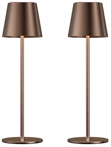 Image of Cordless Table Lamp Rechargeable Brown - KK 2 Pack 5000mAH Battery Operated Lamp for Counter, 3 Color Stepless Dimming Wireless Lamp for Dining Table, Kitchen Counter, Outdoor Patio, Touch Control