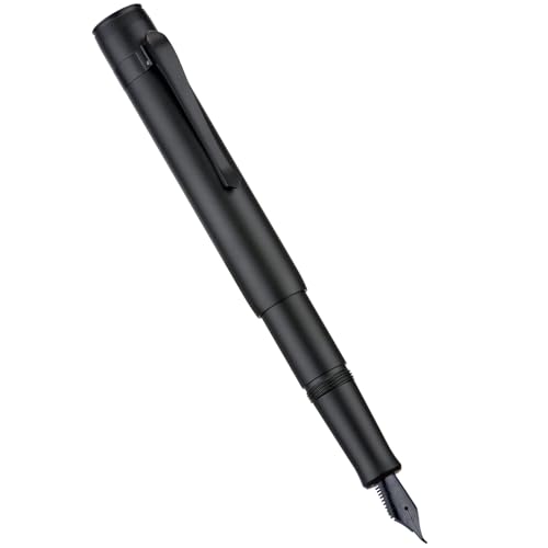 Image of Hongdian M2 Mini Fountain Pen with Bent Nib, Sleek Shape Aluminium Short Pocket Travel Pen (Matte Black)