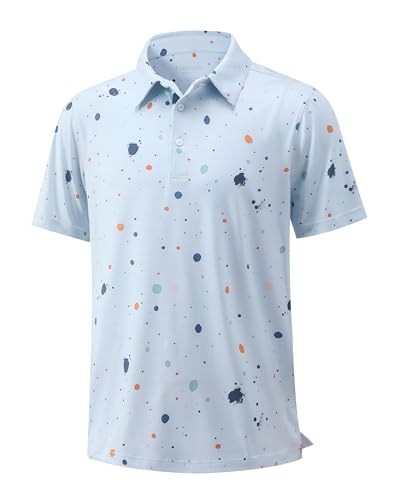 Polo de golf para hombre manga corta Dry Fit que absorbe la humedad con estampado casual y cuello clásico miniatura 1