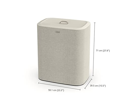Joseph Joseph Tota Trio 90 liter/23.8 gallon Laundry Hamper Separation Basket with lid, 3 Removable Washing Bags with Handles- Ecru