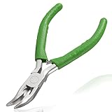 LEONTOOL Mini Bent Nose Pliers with Serrated Jaw 4.7 Inches Bent Chain Nose Pliers for Jewelry Makin
