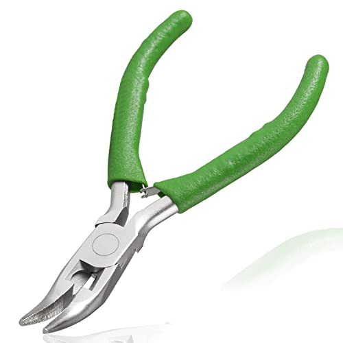 Leontool Mini Bent Nose Pliers With Serrated Jaw 4.7 Inches Bent Chain Nose Pliers For Jewelry Making Wire Cutter For Crafting And Repair Working In Tight Spaces #TOP26