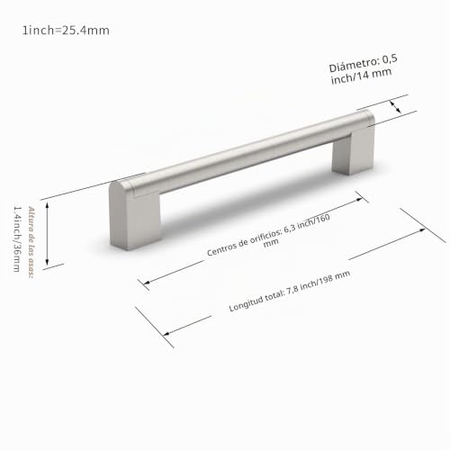 Miniatura 4 de Furniware 5 Piezas Manija De Gabinete, Distancia De Orificio De 160 Mm, Manijas De Muebles De Acero Inoxidable, Tiradores De Armario, Manija De Gabinete De Cocina,Níquel Cepillado