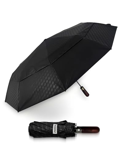 Image of Destinio Umbrella for Man - Large Size, Fully Automatic, Windproof Fibreglass Ribs, UPF 50+ Sun Protection, Premium 210T Pongee, Foldable Travel Umbrella for Rain for Men and Women - 3 fold Compact Easy to Carry (Auto open auto close)