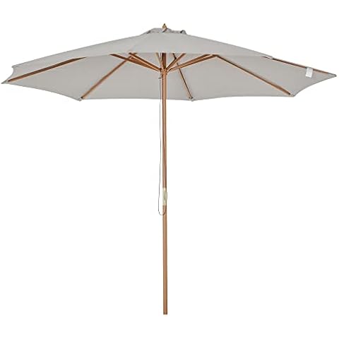 Outsunny Wooden Garden Parasol with Pulley Cover