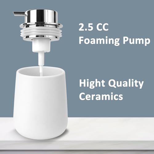 Image of Soap Foaming Dispenser Ceramic with Easy-to-Press Pump Hand Foam Dispenser for Shampoo Bathroom Kitchen 12 oz 2pcs