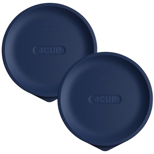 Replacement Lids for Pyrex 7201-PC 4 Cup, Silicone Round Storage Cover Lid for Anchor Hocking Glass Bowl 2 Pack Dark Blue