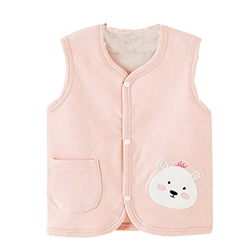 Toddler Girls Cartoon Sleeveless Vest Jacket Round Neck Button Down Coat with Pocket Kids Boys Adorable Comfy Outwear