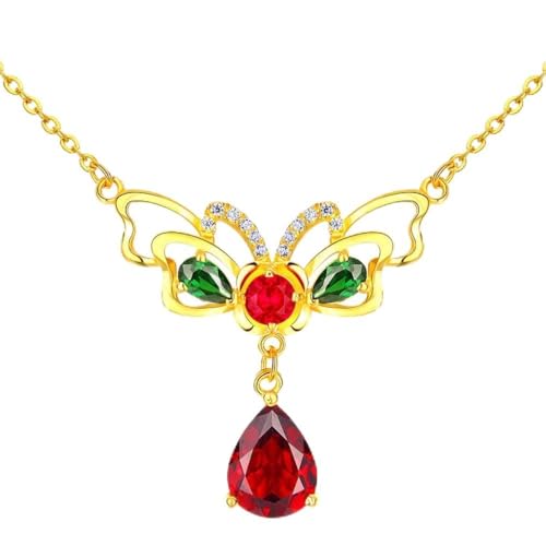 Collier papillon rubis argent 925 anti-ternissement, fini les bijoux qui s'oxydent