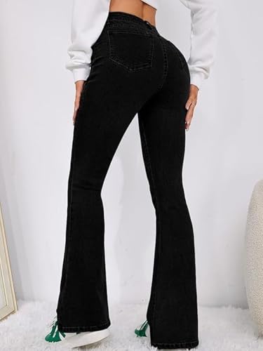 Image of Vogaan Women's High Waist Jeans || Flared Bell Bottom Bootcut Pants || Wide Leg Denim - Perfect for Travel, Party & Everyday Use