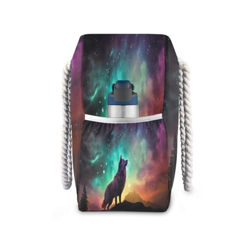 Dreamscapes Wolf Beach Bag with Top Zipper Closure, Waterproof Pool Bag, Large Beach Tote for Women#5293