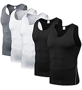 Odoland Herren Kompressionsshirt Tank Top 5er Pack Quick Dry Sleeveless Sports Shirt Ärmelloses H...
