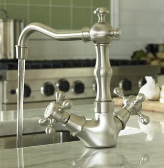 Newport Brass 938/01 Chesterfield Double Handle Watersense Certified Bar Faucet With Metal Cross Hand, Forever Brass #TOP1
