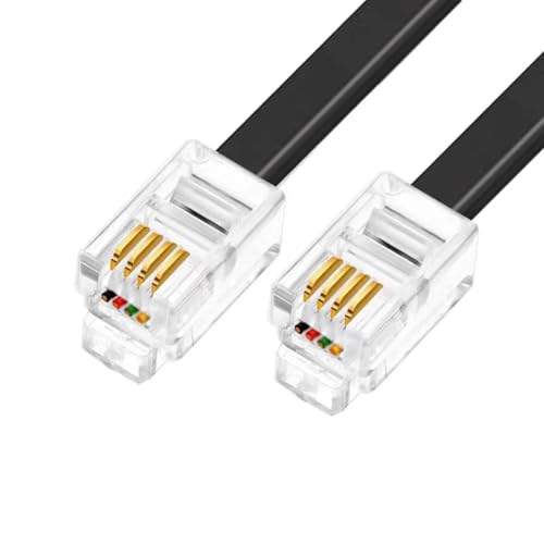 VGGUBKZ 15ft Telephone Cord, Extra Long Phone Cable with RJ11 Modular Plugs, Compatible with Home Office Phone, Modem, Fax Machine, DSL Line, Black