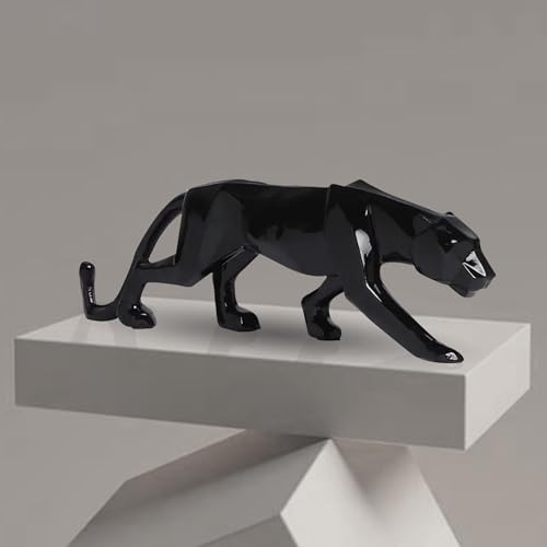 Image of Xtore Modern Geometric Black Panther Statue for Home Decor (Pack of 1, Black)