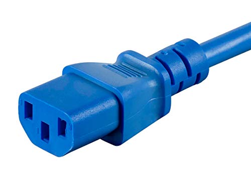 Image of Monoprice Extension Cord - 1 Feet - Blue | IEC 60320 C14 to IEC 60320 C13, 16AWG, 13A /1625W, 125V, 3-Prong, SJT, for Computers, Servers, Monitors- Pack of 1
