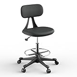 ERGO COLLECT Drafting Stool with Back Support – Height Adjustable Standing Desk Stool...