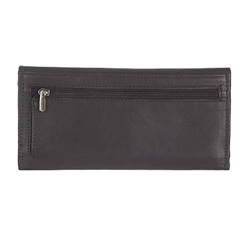 Image of KARA Leather Women's Wallet Genuine Leather Ladies Clutch Wallet for Women Trifold Purse