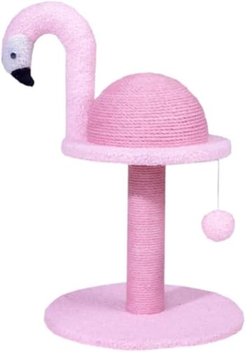 Syfunny縦型、フラミンゴ、鳥の形、オールリネンロープ、かわいい、おしゃれ、サイザル猫の爪とぎボード、フケなし、猫の爪とぎポスト、組み立て簡単、キャットタワー