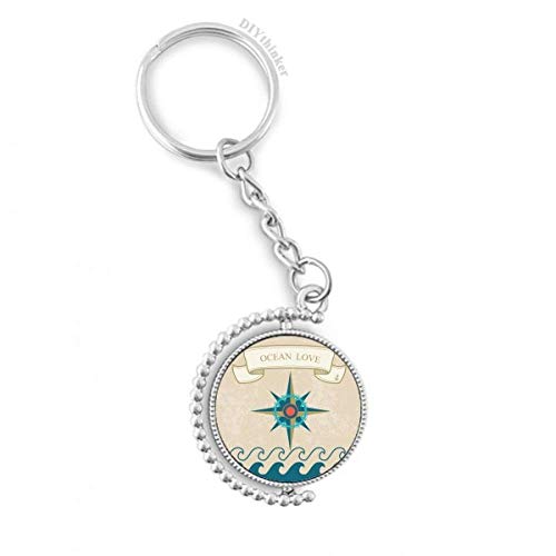 Porte-clés océan rotatif avec motif boussole de mer anneau keyholder multicolore