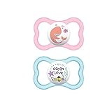 MAM Sensitive Skin Pacifiers, Baby Pacifier 6+ Months, Best Pacifier for Breastfed Babies, Air’ Design Collection, Girl, 2-Count