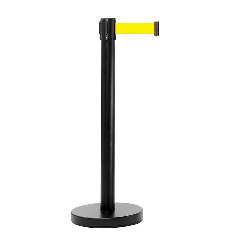 Poteau noir acier - sangle 3m jaune