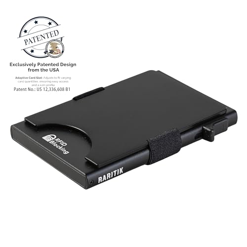 Image of Slim Card Holder Wallet for Men, Minimalist RFID Blocking Pop Up Wallet, Smart Metal Business Card Case Holds 12 Cards, Ultra-Thin Front Pocket Wallet, Gifts for Men