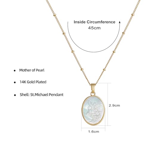 KOMI Pendant Necklace for Women, Mother of Pearl Pendant with 18K Gold Plated Necklace, Catholic Jewelry for Women with Soft Velvet Bag2