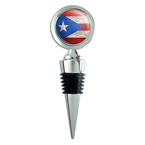 Rustic Distressed Puerto Rico Flag Wood Look Wine Bottle Stopper