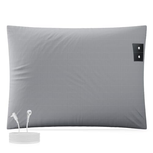 Grounding Pillowcase 20x30 Inch Gray Conductive Grounding Pillowcase with 10% Silver Fiber Soft Skin-Friendly Fabric for Static Release