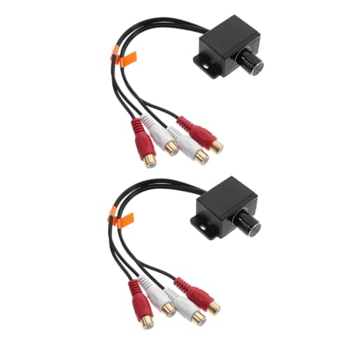 Gogogmee 2Pcs RCA Level Controller with Bass Knob Volume Control for Car Audio Motorcycle Home Theater Inline Amplifier with RCA Inputs Outputs Enhanced Sound Quality