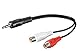 PremiumCord Klinke auf Cinch Y Kabel 0,2m, Klinkenstecker 3,5mm auf 2x Cinch RCA Buchse, Jack zu RCA, Stereo Audio, Für Digitalkamera, TV, Handys, MP3, HiFi, Farbe schwarz