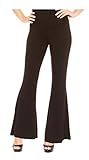 Red Hanger Women's High Waist Palazzo Bell Bottom Pants Regular and Plus Sizes, Black-XL