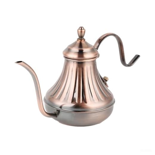 OQHAIR Cafetera de Goteo Manual de Acero Inoxidable de Boca Estrecha para un Mejor Control del Sabor y una preparación precisa (900 ml de Cobre Antiguo)