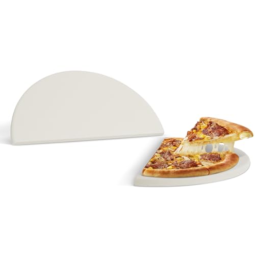 AUPLEX Half Moon Pizza Stone for Oven and Grill, 2PCS Heavy Duty Cordierite Pizza Baking Stone Ceramic Cooking Pan Heat Deflector Plates Setter for Indoor outdoor (DIA-9