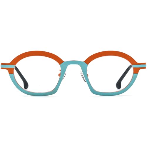 Image of FONEX Colorful Pure Titanium Glasses Frame Women Retro Round Eyeglasses
