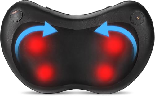 Careboda Coussin de Massage Shiatsu, Masseur Dos Chauffrant avec 4 Nœuds de Massage et 2 Vitesses...