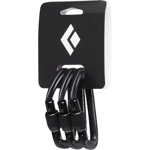 BLACK DIAMOND HotForge Screwgate Carabiner 3-Pack | Lightweight Aluminum Locking Carabiners | for Rock Climbing, Mountaineering, Camping, Outdoor | Black