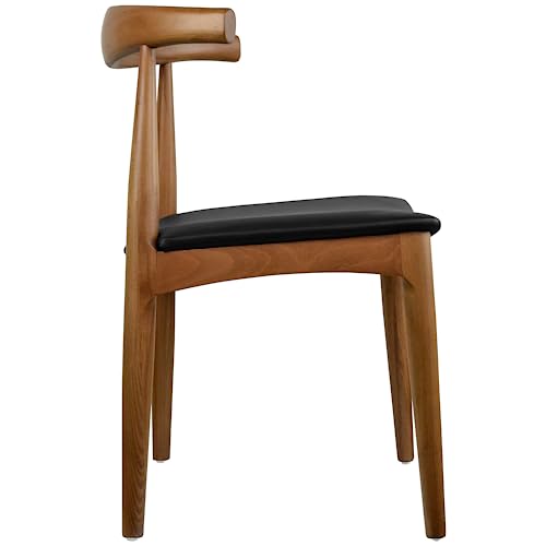 2xhome Set of 2 Contemporary Farmhouse Real Solid Wood PU Leather Cushion Seat Dining Chairs Elbow Side Chair (Espresso)