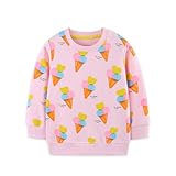 Generisch 2026 Niedlicher Mädchen-Hoodie mit Print, weiches Strick-Sweatshirt, bequemer Rundhals-Pullover für Freizeit Spiel (3-4 Years)