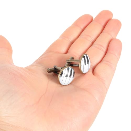 Mancuernillas patrón piano para camisa de hombre miniatura 3