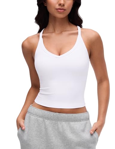 Image of CRZ YOGA Butterluxe Soft Double Lined V Neck Tank Tops for Women - Yoga Casual Camisole Racerback Tight Sleeveless Shirt