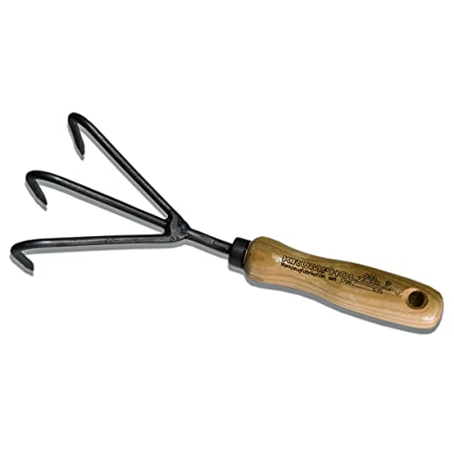 STILTREU Krumpholz Grubber, 3 Zinken, geschmiedet, mit Eschengriff, 29 x 9 cm Cover